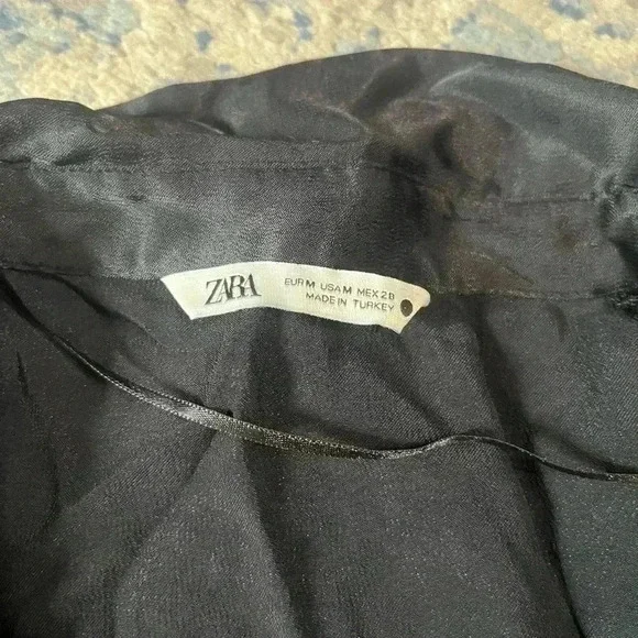 NWOT Zara satin black silk top and pant set - Picture 7 of 7